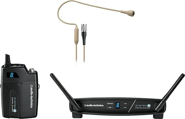 Audio-Technica ATW-1101/H92 System 10 Wireless Headset Microphone System, Beige, (2.4 GHz ISM), Action Position Back