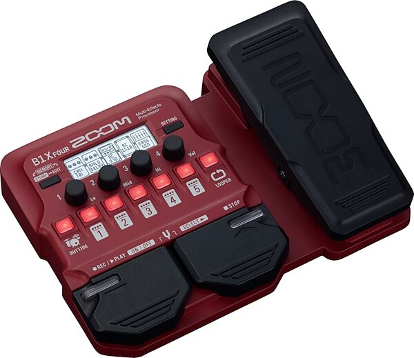 Zoom B1X FOUR Multi-Effects Bass Guitar Pedal, New, Action Position Side