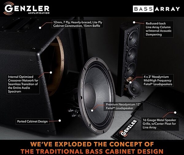 Genzler Bass Array 12-3 Slant Bass Speaker Cabinet (350 Watts, 1x12"), 8 Ohms, ve