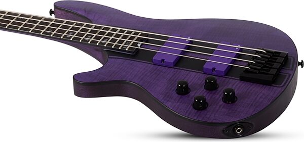 Schecter C-4 GT Electric Bass, Left-Handed, Satin Transparent Purple, Action Position Back