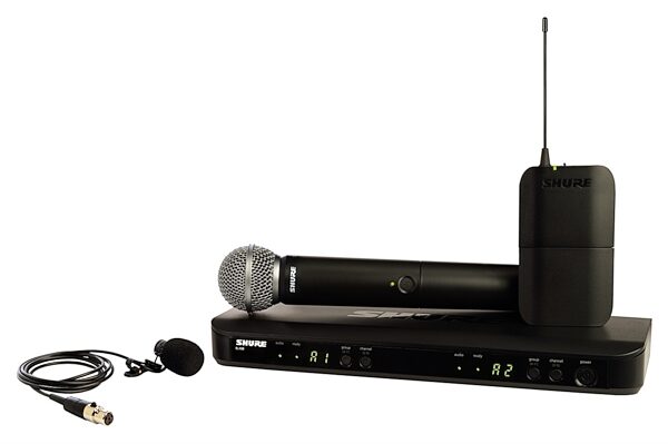 Shure BLX1288/WL185 Dual-Channel Combo SM58 Handheld and WL185 Lavalier Wireless Microphone System, Band H9 (512-542 MHz), Main