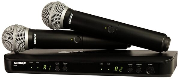 Shure BLX288/PG58 Dual-Channel Handheld Wireless PG58 Microphone System, Band H10 (542-572 MHz), Main