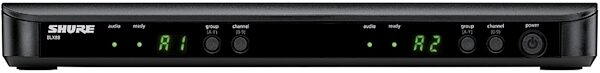 Shure BLX288/PG58 Dual-Channel Handheld Wireless PG58 Microphone System, Band H10 (542-572 MHz), Receiver Front