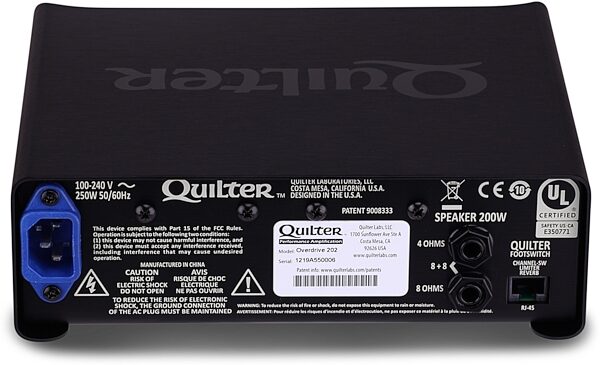 Quilter Overdrive 202 Guitar Amplifier Head (200 Watts), New, Action Position Back
