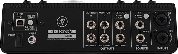 Mackie Big Knob Studio Monitor Controller and USB Audio Interface, New, Rear