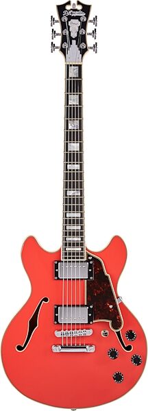 D'Angelico Premier Mini DC Stopbar Electric Guitar (with Gig Bag), Fiesta Red, Main