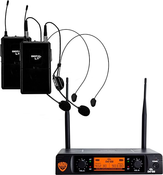 Nady DW-22 Dual Transmitter Digital Wireless Headset Microphone System, Channel D13/D14, Blemished, Action Position Front