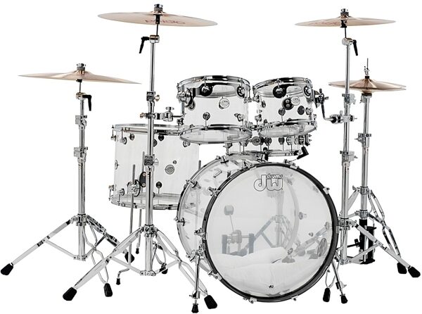Drum Workshop Design Series Acrylic Drum Shell Kit, 5-Piece, Clear, Clear