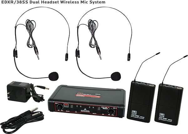 Galaxy Audio EDXR/38SS Dual Wireless Headset Microphone System, Band D 584-607 MHz, Main