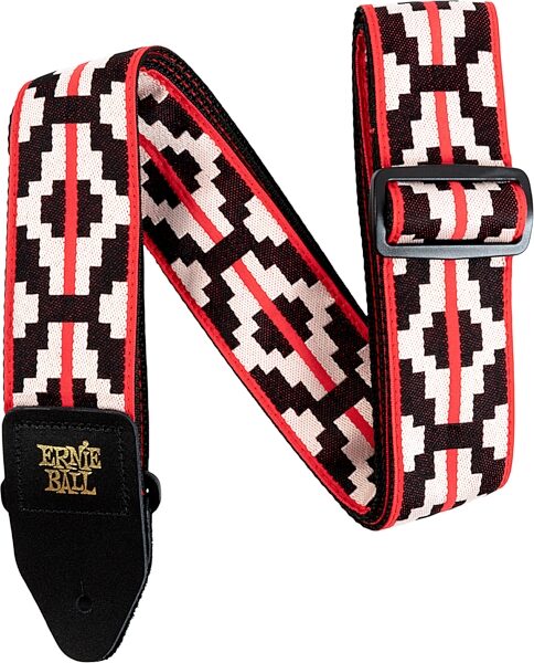 Ernie Ball Jacquard Guitar Strap, Ristra Red, Action Position Back