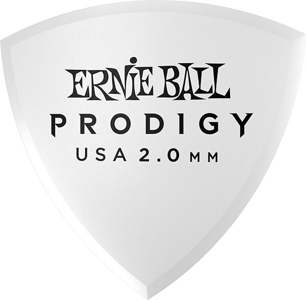 Ernie Ball Prodigy Shield Guitar Picks (6-Pack), White, 2.0mm, Action Position Back