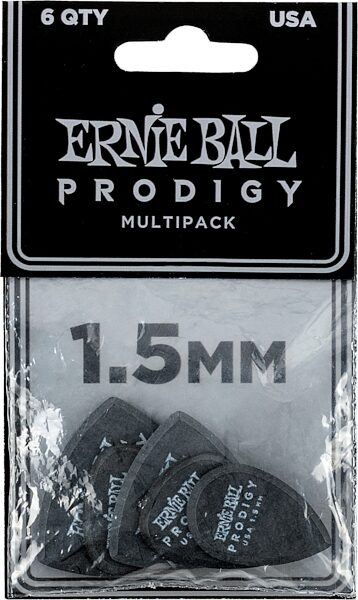 Ernie Ball Prodigy Multi-Pack Guitar Picks (6-Pack), Black, 1.5mm, Action Position Back