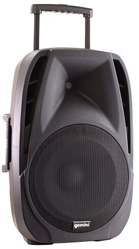 Gemini ES-15TOGO Powered PA System with Wireless Microphones, New, Angle Handle Half Raised