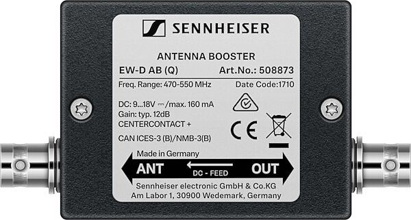 Sennheiser EW-D AB Inline Antenna Booster, Band Q (470-550 MHz), Main