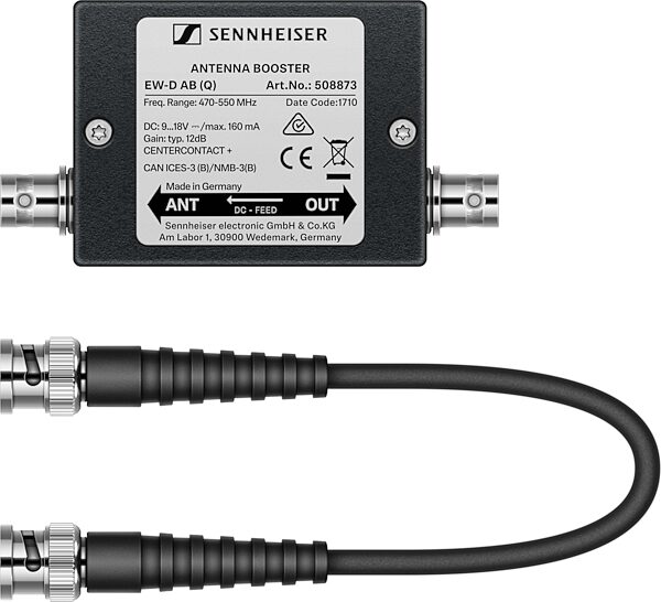 Sennheiser EW-D AB Inline Antenna Booster, Band Q (470-550 MHz), With Cables
