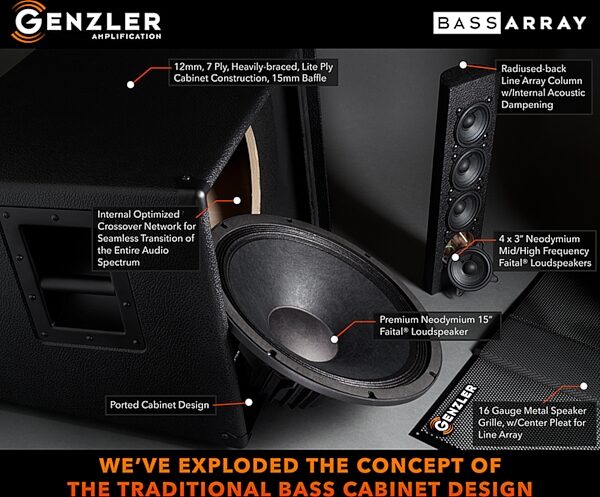 Genzler BA15-3 SLT Bass Array Speaker Cabinet (400 Watts), New, Action Position Back