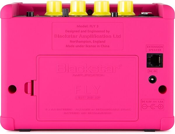 Blackstar Fly 3 Limited-Edition Neon Battery-Powered Guitar Combo Amplifier (3 Watts), Neon Pink, Action Position Back