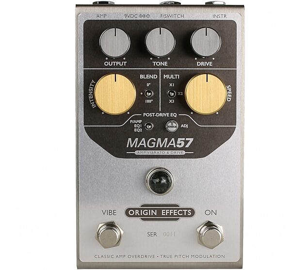 Origin Effects MAGMA57 Amp Vibrato and Drive Pedal, New, Action Position Back