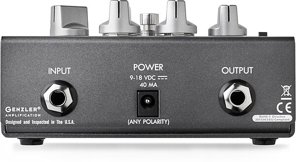 Genzler 4 on the Floor Classic Bass Guitar Overdrive Pedal, New, Rear detail Back