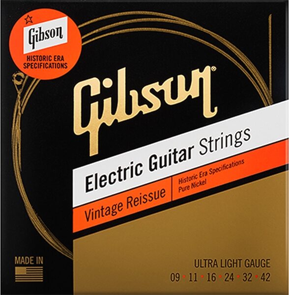 Gibson Vintage Reissue Electric Guitar Strings, Ultra Light, Action Position Back