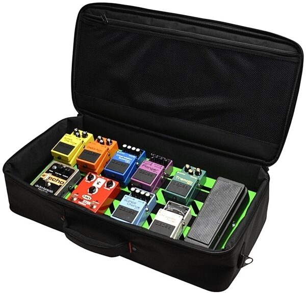 Gator GPB-BAK-1 Aluminum Guitar Pedalboard (with Carry Bag), Green, Green - Angle In Use