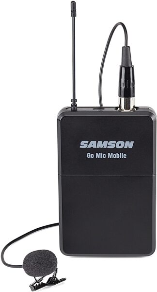 Samson Go Mic Mobile PXD2 Beltpack Transmitter with LM8 Lavalier Microphone, New, Action Position Front
