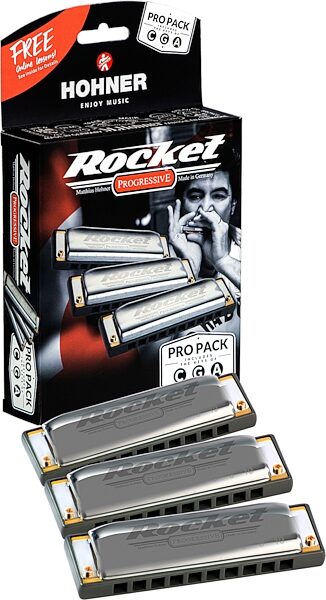 Hohner Rocket Harmonica Pro Pack, Keys of C, G, A, Box