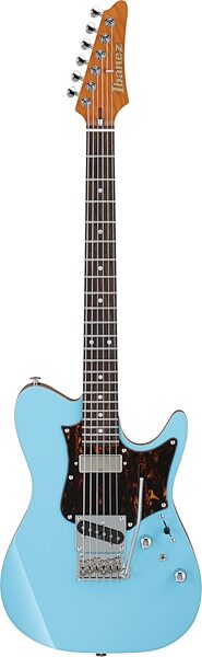 Ibanez TQMS1 Tom Quayle Electric Guitar (with Case), Celeste Blue, Action Position Back