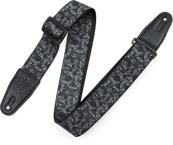 Levy's Polyester Guitar Strap, Black and Grey Skulls, MPD2-111, Action Position Back