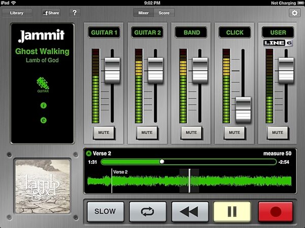 Line 6 Mobile In iOS Audio Interface for iPhone and iPad, Jammit Screenshot Mixer