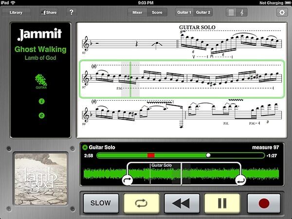 Line 6 Mobile In iOS Audio Interface for iPhone and iPad, Jammit Screenshot Notation View