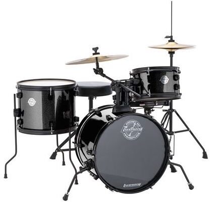 Ludwig LC178X Questlove Pocket Kit Drum Set, 4-Piece, Black Sparkle, Black Sparkle