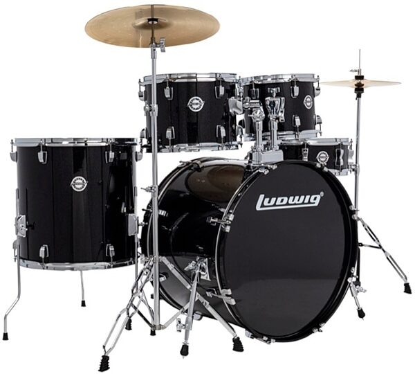Ludwig LC195 Drive Complete Drum Set, 5-Piece, Black Sparkle, main