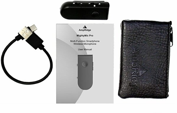 Ampridge MightyMic Pro Wireless Smartphone Microphone, New, Main with all components Front