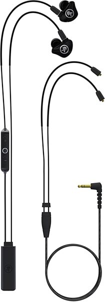 Mackie MP-120 BTA Bluetooth Single Driver Pro In-Ear Monitor Headphones, New, Main with all components Back