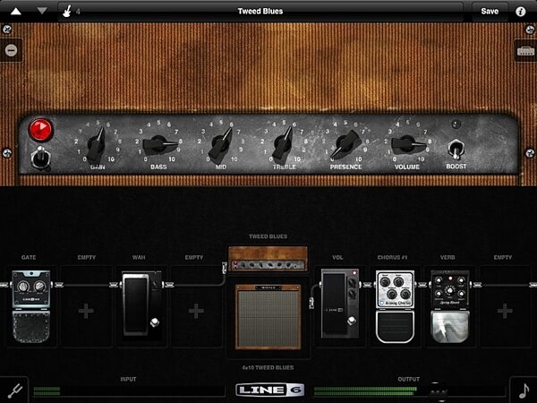 Line 6 Mobile In iOS Audio Interface for iPhone and iPad, Mobile Pod Screenshot Tweed Blues