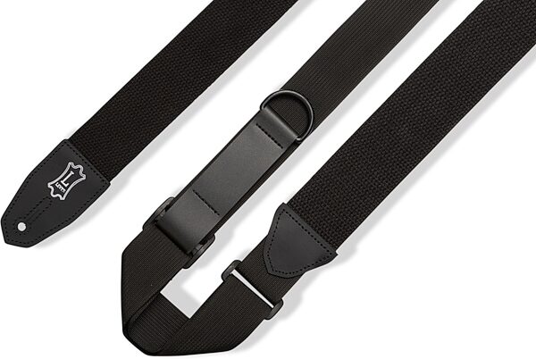 Levy's Right Height Cotton Guitar Strap, Black, MRHC-BLK, Detail Side