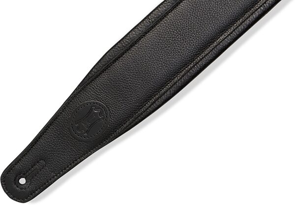 Levy's Right Height Padded Leather Guitar Strap, Black, MRHGP-BLK, Detail Side