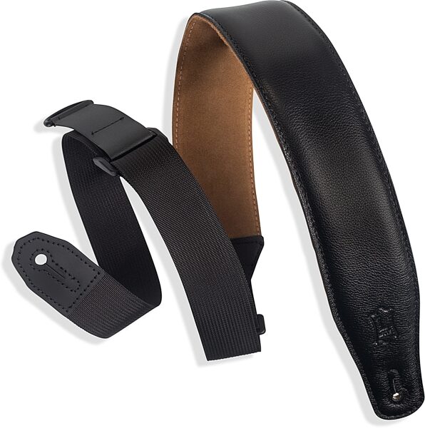Levy's Right Height Leather Guitar Strap, Black, MRHGS-BLK, Main