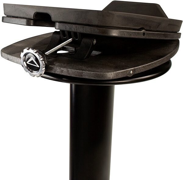 Ultimate Support MS-100B Studio Monitor Stands, Black, Pair, Closeup