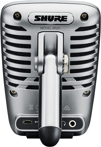 Shure MOTIV MV51 Professional Home Studio Microphone (with USB-A, USB-C and Lightning Cables), New, Rear
