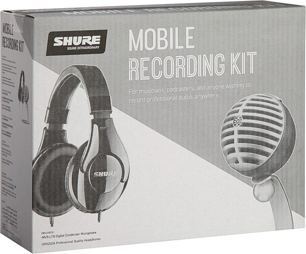 Shure Mobile Recording Kit with MOTIV MV5 Mic/SRH240A Headphones, New, Action Position Back