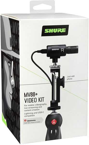 Shure MOTIV MV88 Plus Video Kit Stereo Condenser Microphone (with Lightning and USB-C Cables), New, Packaging