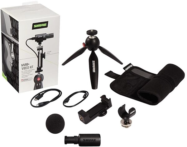 Shure MOTIV MV88 Plus Video Kit Stereo Condenser Microphone (with Lightning and USB-C Cables), Blemished, Package Includes