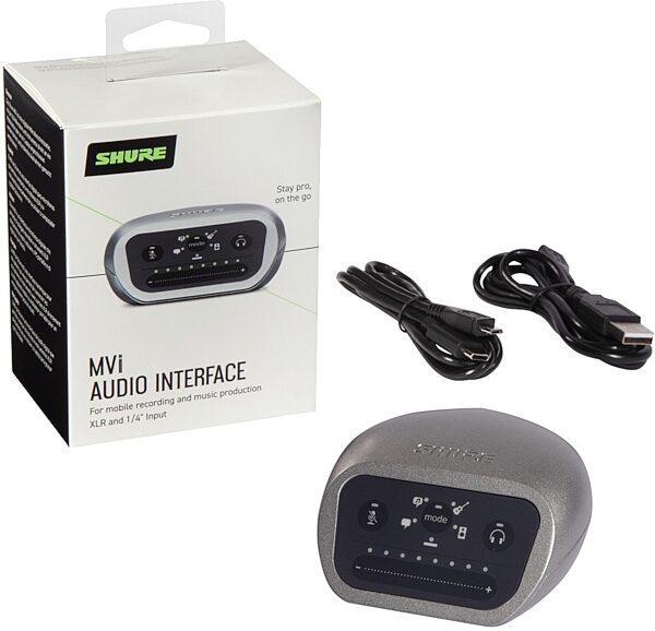 Shure MOTIV MVi Digital Audio Interface (with USB-A and USB-C Cables), New, Package Contents