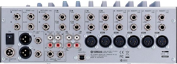 Yamaha MW12 12-Channel USB Mixer, Rear