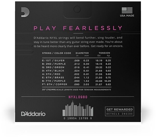 D'Addario NYXL Nickel Wound Electric Guitar Strings, 8String