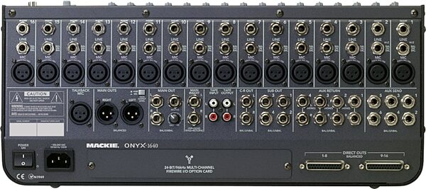 Mackie Onyx 1640 16-Channel Mixer, Rear