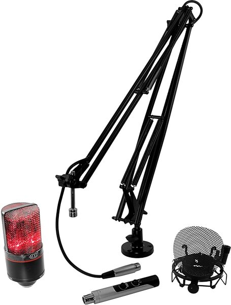 MXL OverStream Pro Bundle with 990 Microphone and XLR-to-USB Interface, Blaze, Action Position Back