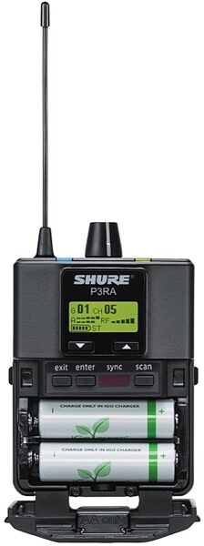 Shure P3RA PSM300 Pro Wireless In-Ear Monitor Receiver, Band G20 (488.150 - 511.850 MHz), Front